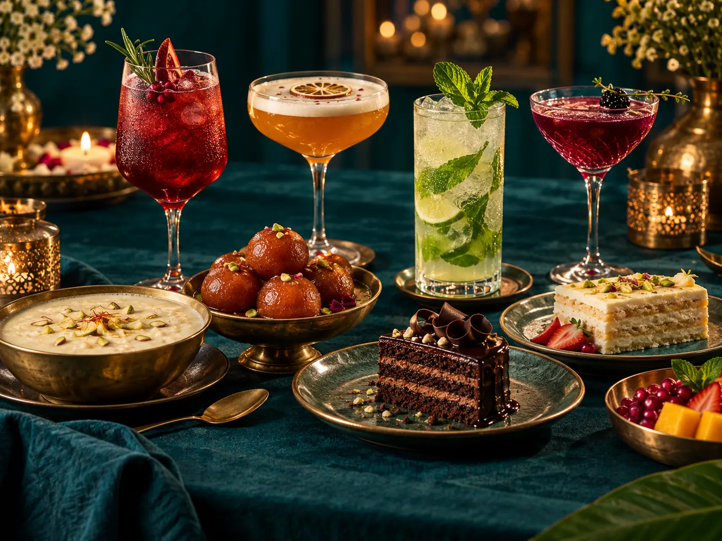 Colourful cocktails and elegant desserts for a celebration